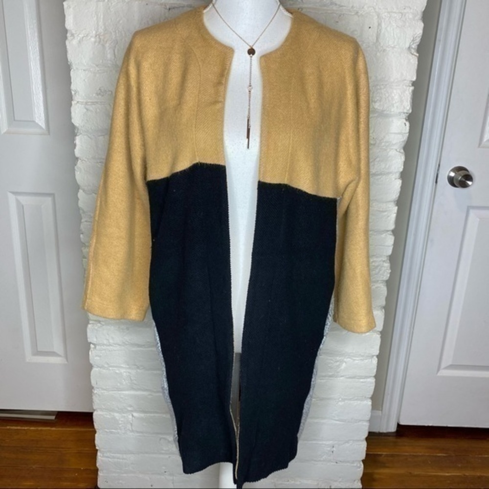 Zara Colorblock Oversized Open Front Cardigan S